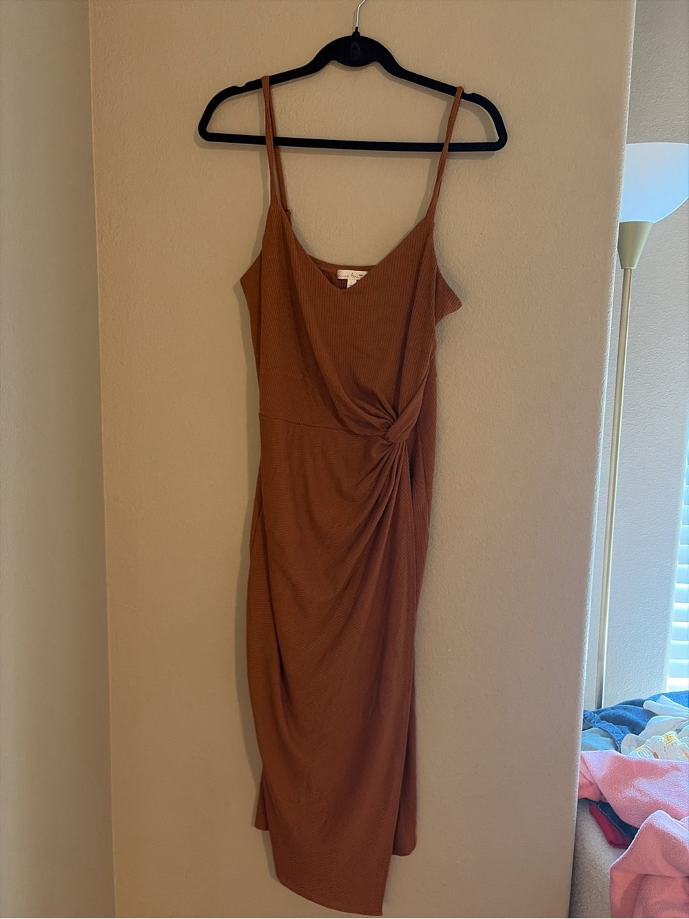 nine britton Rust-Brown Twist Midi Dress